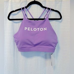 Peloton Apparel High Neck Strappy Bra- Light Purple; size Large